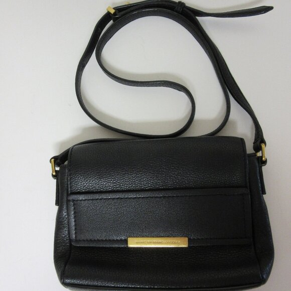 Marc By Marc Jacobs Handbags - Marc by Marc Jacobs Black Pebbled Leather Small Flap Over Snap Closure Crossbody